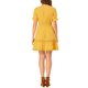 thumbnail image 3 of Vestido Casual Mini Amarillo XL con Cuello en V, Mangas Abullonadas y Cintura Elástica de Smock para Mujeres Inspire Chic, 3 of 7
