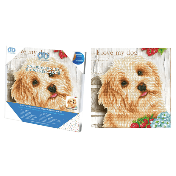 Diamond Dotz I love my Dog with Frame Animal Diamond Painting Kits for Adults - Diamond Art Kits a Relaxing Creative Craft Kit with Dotz Gems 12"x12"
