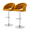 004 Backrest + Orange + Sliver + Set of 2, variant on FENGFAN Beige Silver Adjustable Swivel Bar Stools Velvet Bubble Woven Backrest Chrome Metal Gas Lift Set of 2