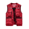 thumbnail image 2 of LEKWK Mens Utility Vest Sleeveless Multi Pocket Fishing Vest Lightweight Mesh Lined Outdoor Work Travel Photography Safari Casual Tops Shirts Red XL, 2 of 6