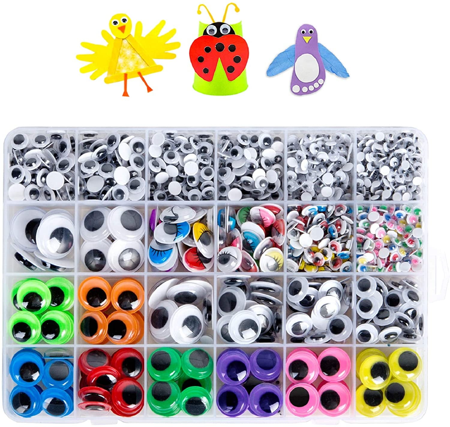 308pcs 7 Sizes Googly Wiggly Wobbly Eyes SELF ADHESIVE Crafts 5mm to 20mm 