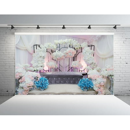 Hellodecor Polyster 7x5ft Birthday Backdrops For Photography Flower