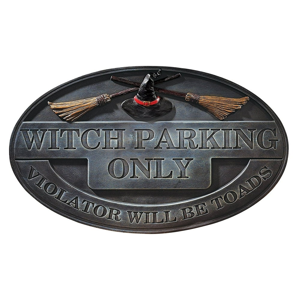 Witch Parking Sign Wall Sculpture - Witch Figure - Halloween Prop
