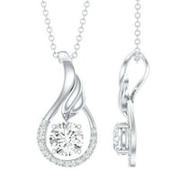 Rosec Jewels Lab Diamond Teardrop Necklace for Women - Leaf Pendant with Chain (EF-VS Grade), 10K White Gold