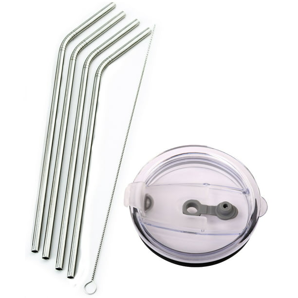 4 Bend Stainless Steel Straws Ozark Trail 30-Ounce Double-Wall Rambler Vacuum Cups - CocoStraw Brand Drinking Straw (4 Bend Straws + Lid)