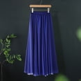 thumbnail image 3 of Women Chiffon Skirt Elastic High Waist Pleated Ankle-Length Skirt Solid Color Flowy Hem Long Skirt Daily Wear, 3 of 8
