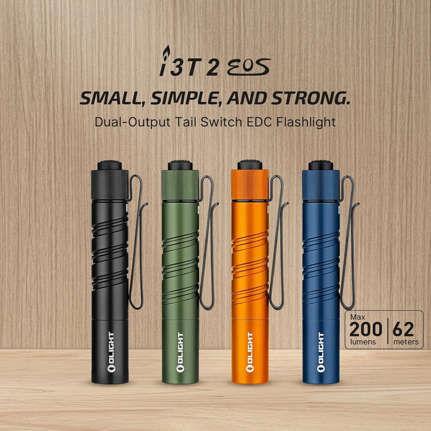 OLIGHT I3T 2 EOS Pocket EDC Flashlight, 200 Lumens Compact Bright Handheld Flash Lights, Dual-Output Tail Switch with AAA Battery and Two-Way Clip for Camping Hiking (Black)