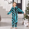 thumbnail image 6 of Cyan Zebra Pattern One Piece Pajamas Soft Jumpsuit Cozy Sleep and Play Romper Zipper and Pockets 5-6T, 6 of 8
