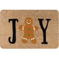 thumbnail image 1 of Floor Rug Welcome Mats for Front Door Outdoor Entry Joy with Gingerbread Man Christmas Doormat Housewarming Wedding Gift Funny Mat Doormat Non Slip Mat for Home Indoor Rugs Patio 18"×30", 1 of 6