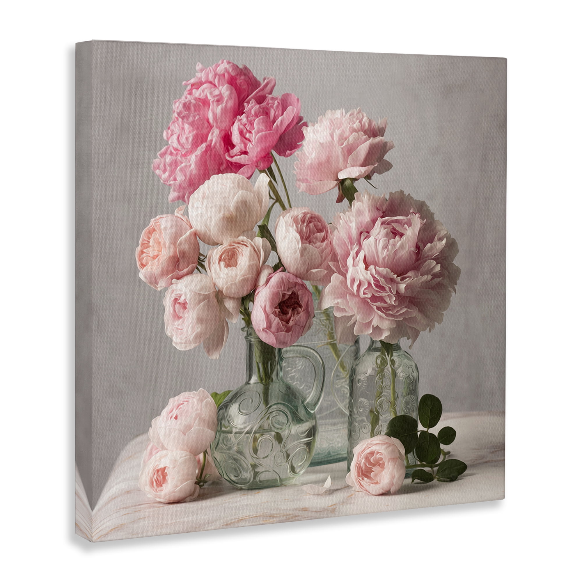 Stupell Industries Rose & Peony Duet Plants & Flowers Painting Wrapped Canvas Art Print Wall Art, 36 x 36