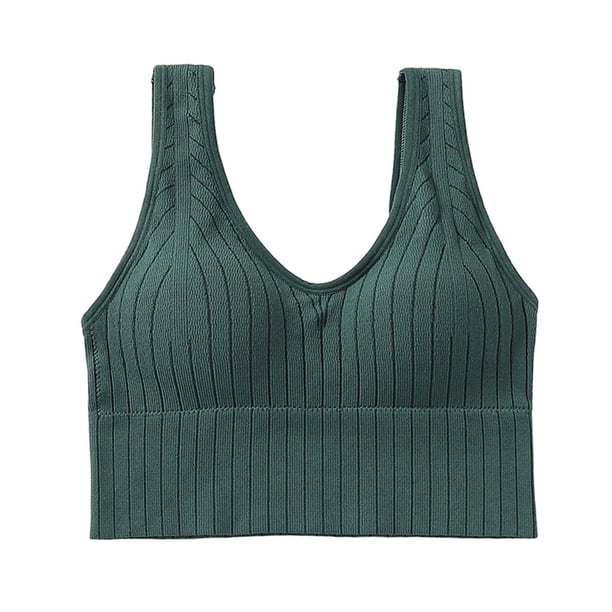 para mujer cuello en U acolchado Lencería confort Bralette Bra Crop Top Verde jinwen Top corto tipo bralette