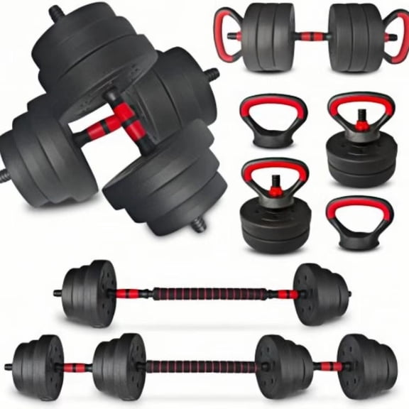 Adjustable Dumbbell Set 25LB, Changeable Dumbbell Set with Connecting Rod 4 in1 Dumbbells Set Used as Barbell, Kettlebells, Push up Bar, Fitness Exercises for Home Gym Suitable Women