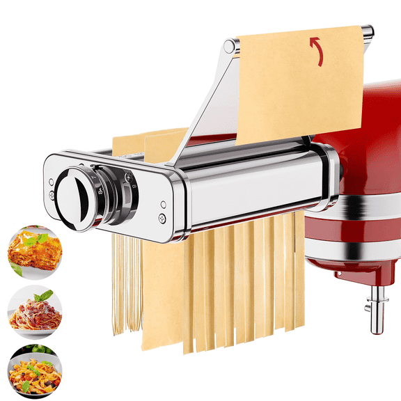 GVODE 3-in-1 Stainless Steel Pasta Maker Attachment for KitchenAid Stand Mixer