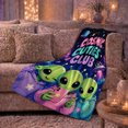 thumbnail image 6 of Cosmic Cuties Club Alien Selfie Scene Whimsical Cartoon, Cozy Typography Art Scene, Warm Flannel Blanket for Living Room and Reading Nook, Art Lovers Valentine's Day Gift, Playful Home Decor, 6 of 9