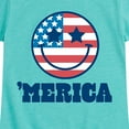 thumbnail image 3 of Instant Message - Merica Smile Face - Toddler & Youth Girls Short Sleeve Graphic T-Shirt, 3 of 6