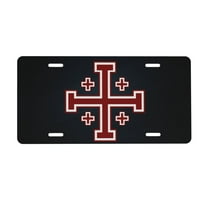 Jerusalem Cross Faig License Plate 6x12 Inch Thickening Aluminum Metal Decorative License Plates, Universal Fit For Trucks, Suvs, Vehicles