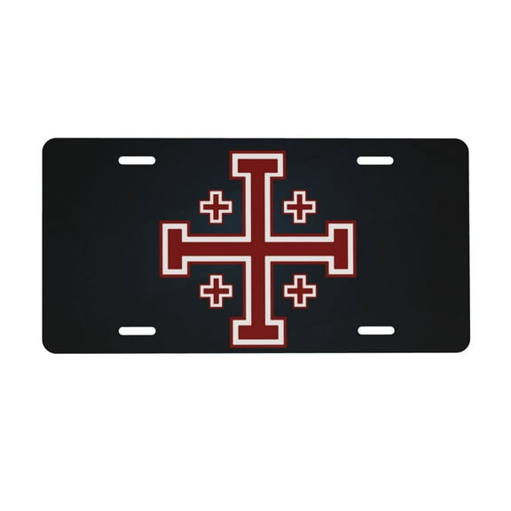 Jerusalem Cross Faig License Plate 6x12 Inch Thickening Aluminum Metal Decorative License Plates, Universal Fit For Trucks, Suvs, Vehicles