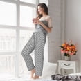 thumbnail image 4 of Uemuo Gray Plaid Pattern Women's Wide Leg Palazzo Lounge Pants with Pockets Light Weight Loose Comfy Casual Pajama Pants-Large, 4 of 9
