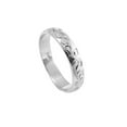 thumbnail image 2 of 14K white gold custom hand engraved Hawaiian queen plumeria scroll band ring 4mm size 4, 2 of 5