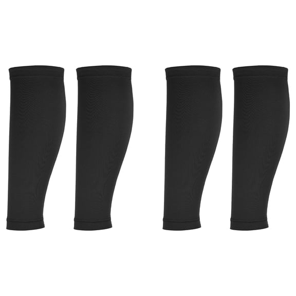 Uxcell Sun Protection Leg Sleeves, Sports Compression Leg Cooling Ice Silk Sleeves with Anti-slip Silicone Strips, Black& Polyester&2Piar -Fitting for(Running Cycling Football )