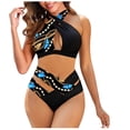thumbnail image 1 of Plus Size Bikini for Women Hanging Neck Split Print Swimsuit Pc85% Nylon 15% Spandex 1 Set, 1 of 4
