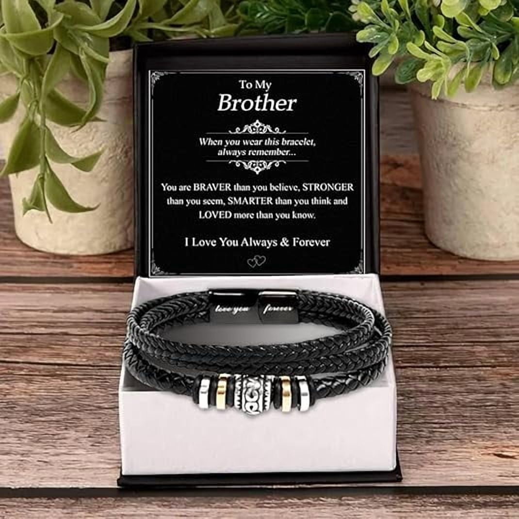 To My Brother Bracelet, Birthday Gifts For Brother Bracelet With Message Card And Box, Man Gifts From Sister, Inspirational Gift For Men On Birthday Graduation Christmas Anniversary