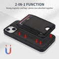 thumbnail image 5 of Compatible WIth Magsafe 2 in 1 Detachable iPhone 14 Plus Shockproof Rugged Wallet Phone Case with Card Holder,Magnetic PU Leather RFID Blocking Flip Kickstand Credit Slots,Black, 5 of 8