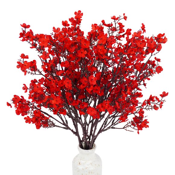 Flores artificiales para respirar para bebés Uieke, 30 unidades, 52 cm, rojas