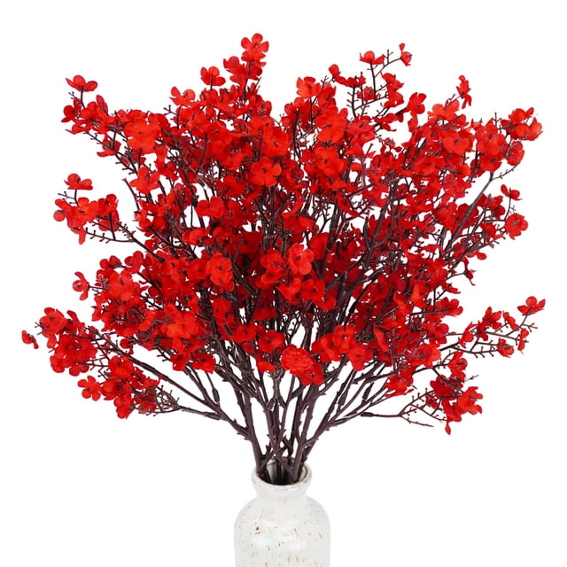 Flores artificiales para respirar para bebés Uieke, 30 unidades, 52 cm, rojas