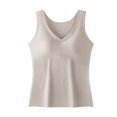 thumbnail image 2 of Women's Winter All-in-One Innerwear Tank Top - Warm Solid Color, Seamless with Built-In Padded & Fleece-Lined Base Layer Beige XL, 2 of 3