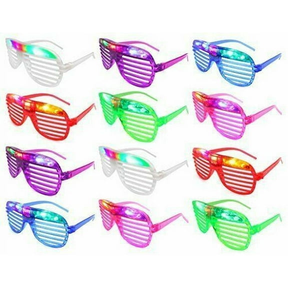Flashing LED Multi Color 'Slotted Shutter' Light Up Show Party Favor Set of 24