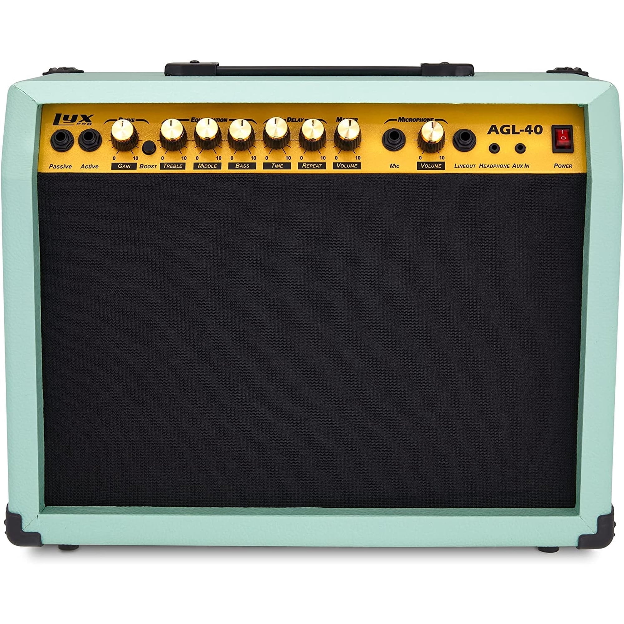 LyxPro Electric Guitar Amplifier, 40 Watt, Wood Guitar Amp with Built-in Speaker, Green