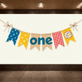 thumbnail image 6 of Adorable Fabric Banner with Polka Dot Gingham Patterns and Cookie One Decoration for First Birthday Party Backdrop Decorations Photography Props Party Supplies, 6 of 8