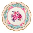 thumbnail image 1 of Plato de papel grande de porcelana azul y blanca con flores, 17,5 cm, plato de papel desechable, plato de encaje vintage para bodas, 1 of 6