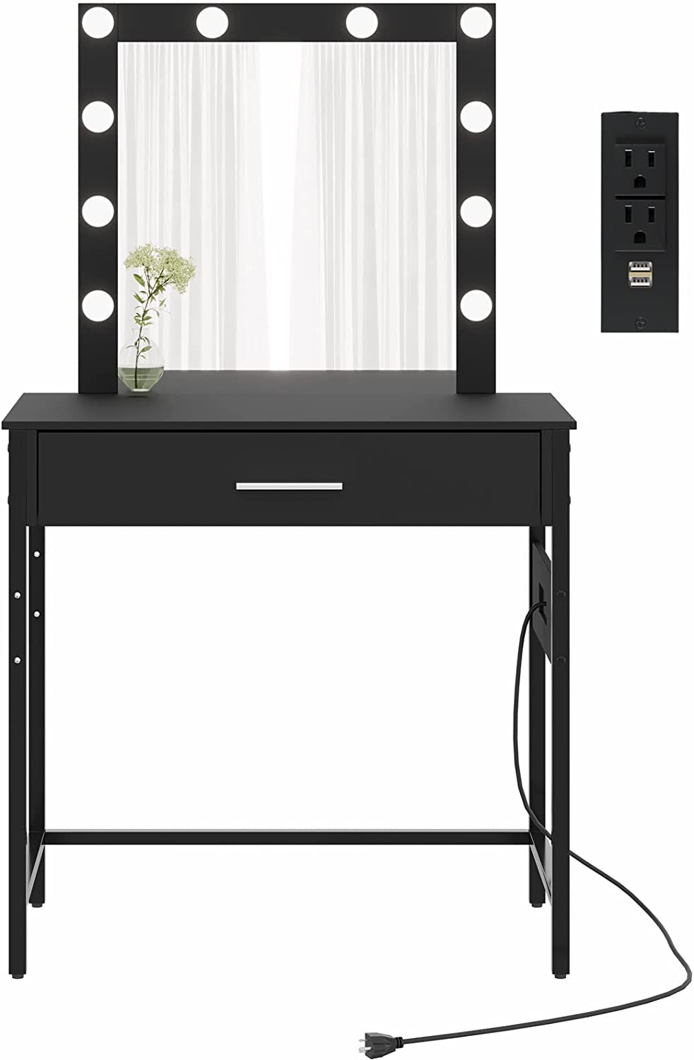 Makeup Vanity Table with Charging Station and USB Ports & Power Outlets