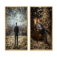 thumbnail image 2 of Designart "Money Skyline Man Looking at Floating Cash" Man Framed Wall Art Set Of 2 - Glam Black Gallery Wall Frame Set For Home Decor, 2 of 6
