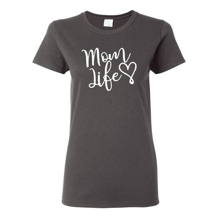 Mom Life Best Mom Mother's Day Gift Blessed Family Kids | Womens Mother's Day Graphic T-Shirt, Charcoal, 2XL