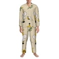 thumbnail image 3 of Naloa Gnomes Bees And Sunflowers Men’s Pajamas Set - Long Sleeve Button Down Sleep Shirt and Pajama Bottoms Sleepwear Set-X-Large, 3 of 7