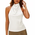 thumbnail image 2 of Women's Silk Satin Tank Tops Halter Neck Backless Y2k Camisole Summer Going Out Tops Streetwear White L, 2 of 4
