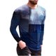 thumbnail image 1 of ICHUANYI Clearance Men's Long Sleeve Round Neck Print Color Fashion Casual T-Shirt Long Sleeve Top(Blue, L) Ichuanyi Ichuanyi, 1 of 8
