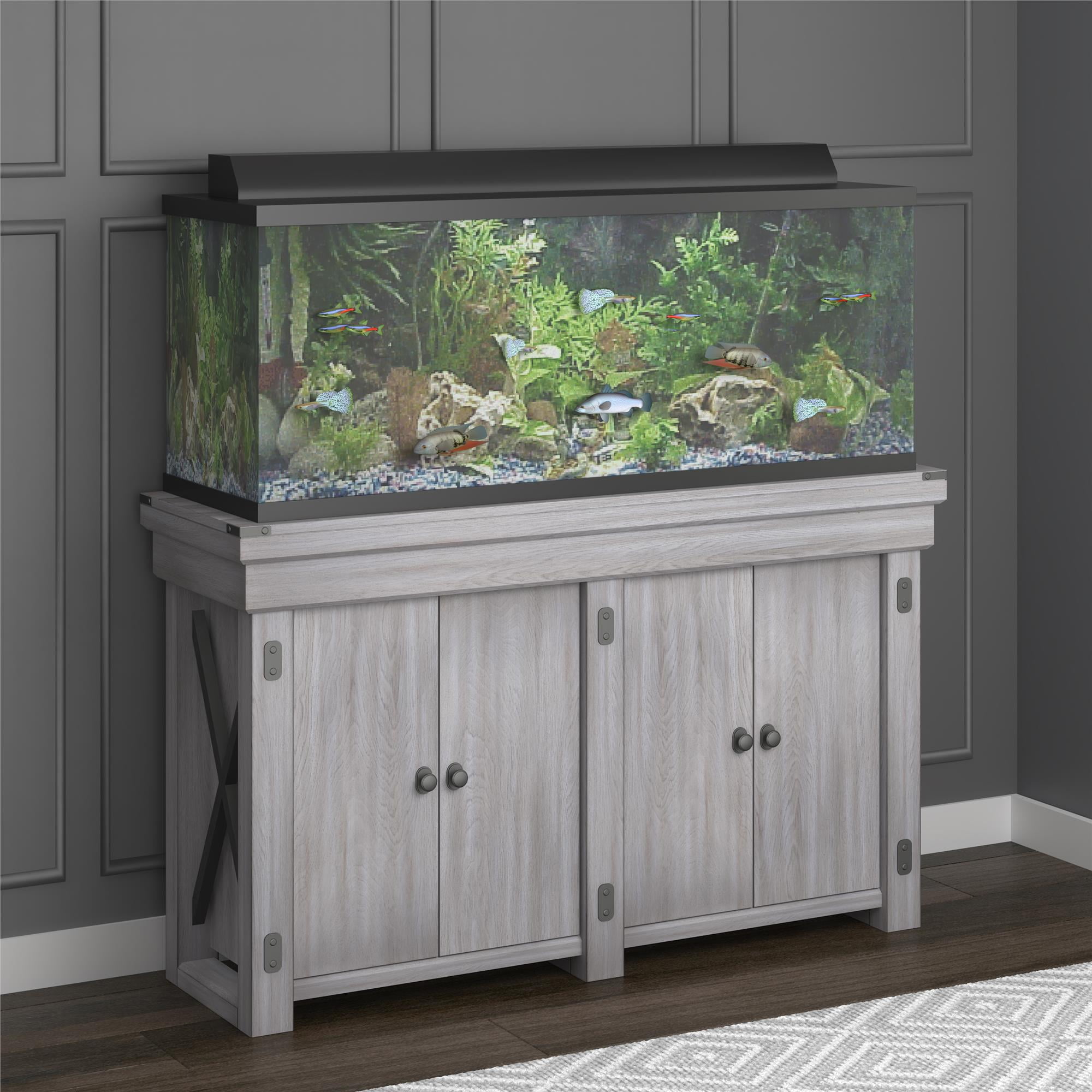 Ameriwood Home Wildwood 55 Gallon Aquarium Stand Rustic White