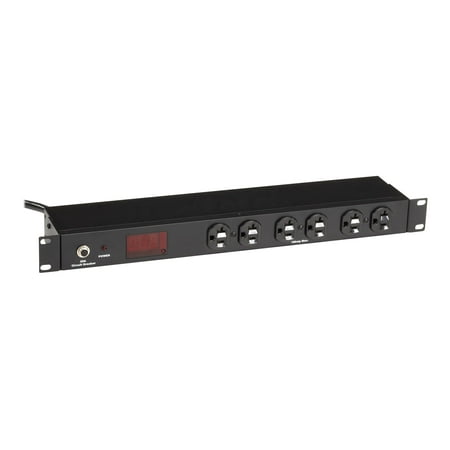 UPC: 0822088077176 | Black Box Metered Rackmount PDU with Front and Rear Outlets – Power distribution strip (rack-mountable) – AC 125 V – output connectors: 14 – 1U – 19  – 6 ft cord