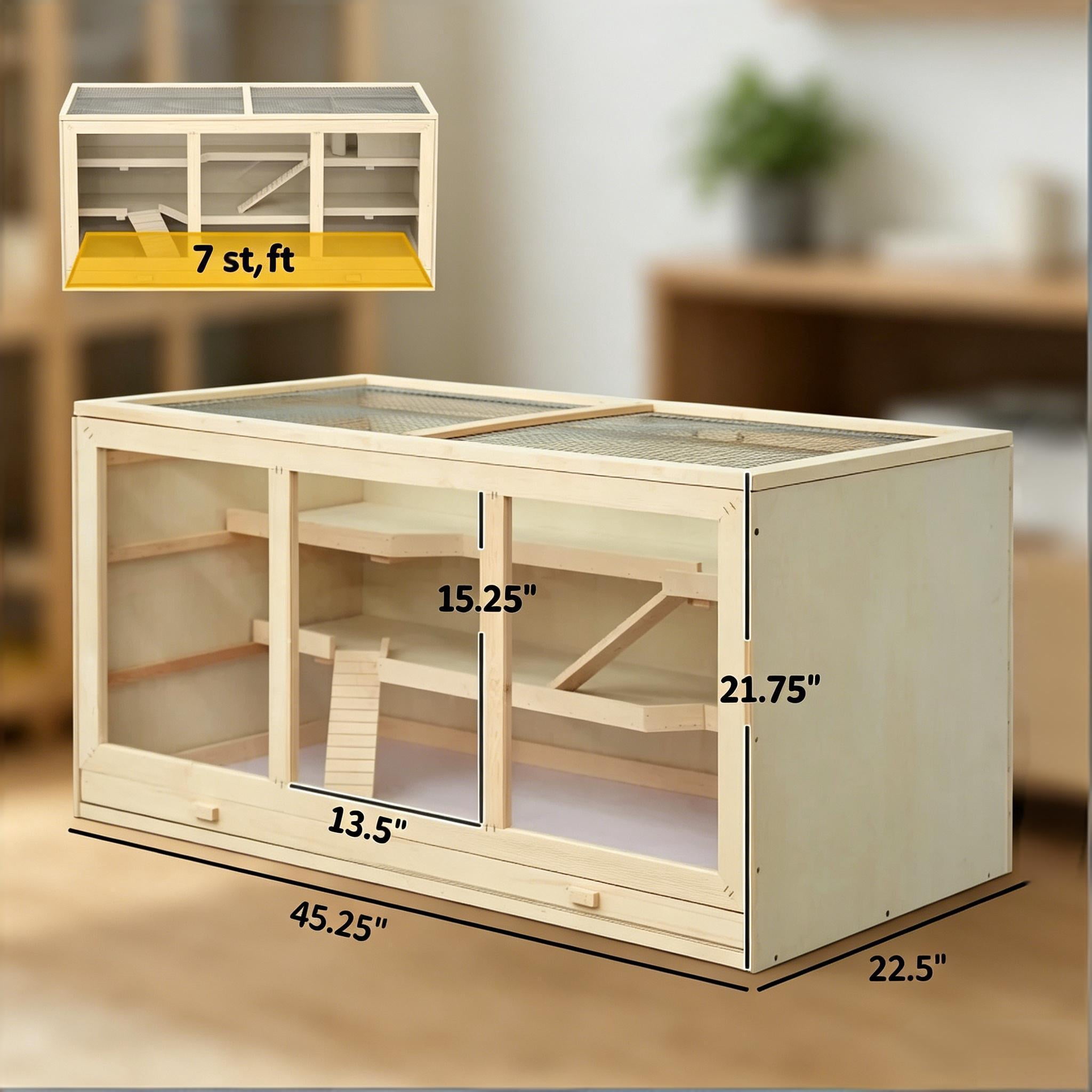 Small Animal Habitat, Rat Cage Wooden Hamster Cage Gerbil Cage