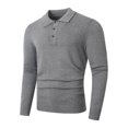 thumbnail image 6 of TOUMENY Men Sweater Casual Button Down Collared Long Sleeve Slim Fit Knitted Pullover Fall Winter Warm Solid Color Fashion Tops Dark Gray XL, 6 of 6