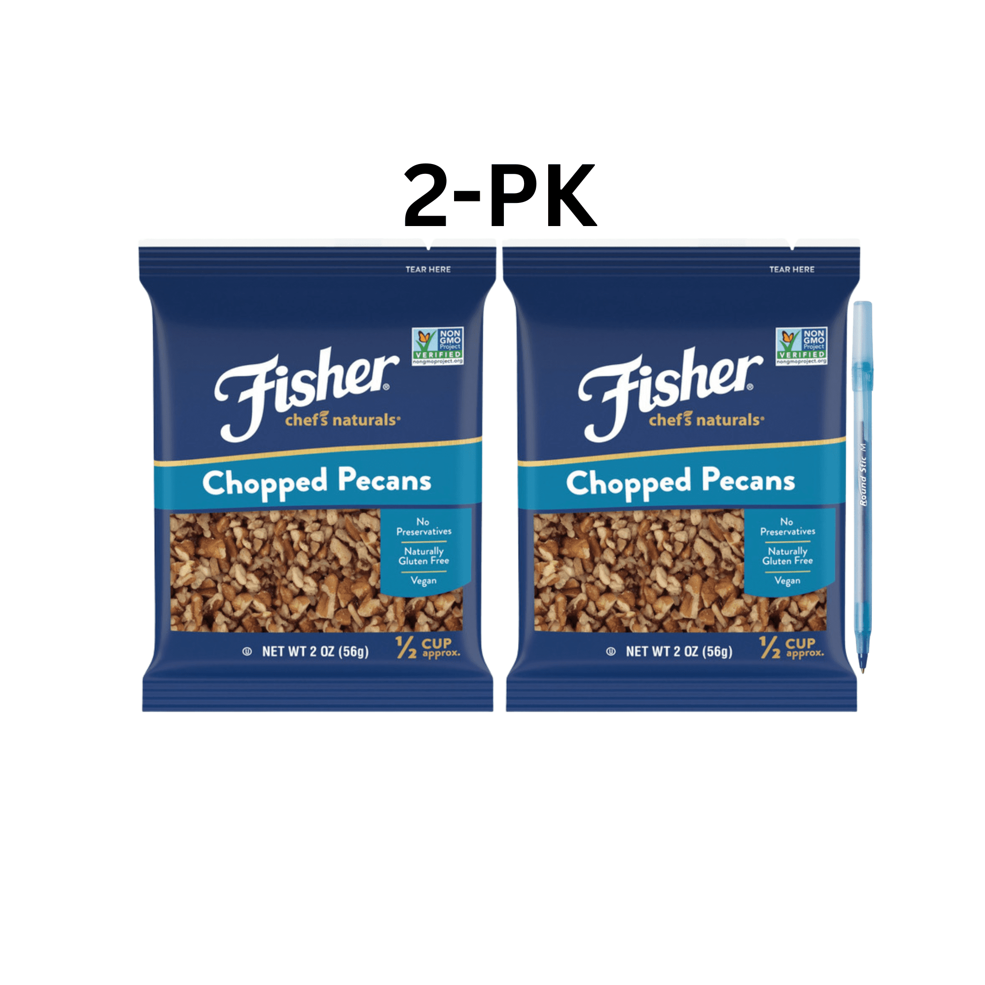 Chopped Pecans No Preservatives Naturally Gluten-Free Vegan 2-PK 2 OZ (56g)