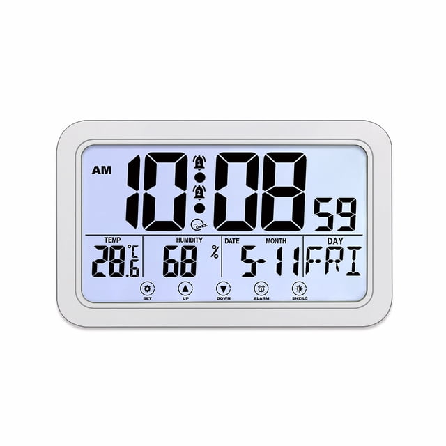 Reloj Escritorio Con Temperatura Humedad Y Fecha Reloj Digital (blanco)