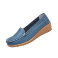 thumbnail image 2 of DIVVce Leather Wedge Loafers For Women Closed Toe Slip On Comfort Casual Office Footwear, 2 of 8