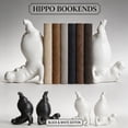 thumbnail image 3 of WWV Fun Acrobatic Hippo Bookends Set Heavy Duty Resin 10 Inch Tall Modern Sculptural Holder for Shelves Desk Home Office Decor Gift Surprise Gift for Family Friends 1 Pair, 3 of 7