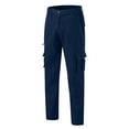thumbnail image 5 of Navy Mens Cargo Sweatpants Fleece Wide Straight Leg Drawstring Sweatpant with Multi Pockets Heavyweight Workout Jogger Pant Warm Elastic High Waist Baggy Pant Athletic Plus Size Trousers 2XL, 5 of 8