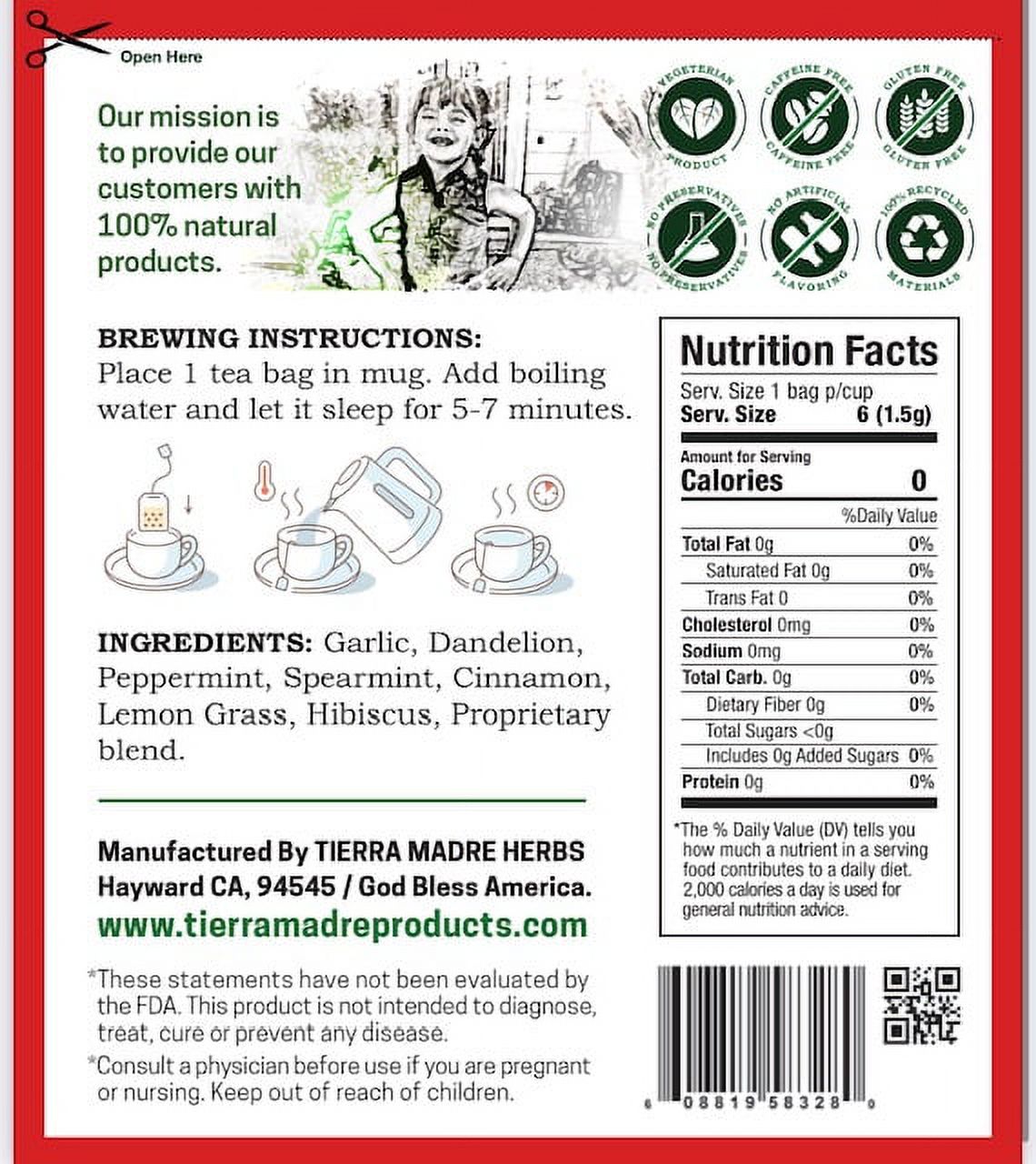 Tierra Madre Blood Presure Tea Tradiconal Herbal Support - 10 Pack - 5 tea bags / 0.2 Ounces (50 tea bags)